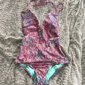Nanette Lepore one pc swimsuit halter tie back new